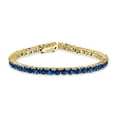 thumbnail image 1 of Bling Jewelry Womens Classic Bridal 12CTW Round Blue CZ Tennis Bracelet Gold Plated 7.5 Inch, 1 of 6
