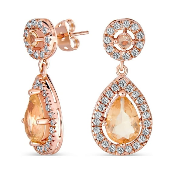 Bling Jewelry Womens Bridal CZ Dangle Chandelier Earrings 14K Gold Plated Silver