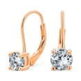 thumbnail image 1 of Bling Jewelry Womens Classic Bridal Round Princess Cut 1CT AAA CZ Solitaire Drop Earrings Rose Gold, 1 of 7