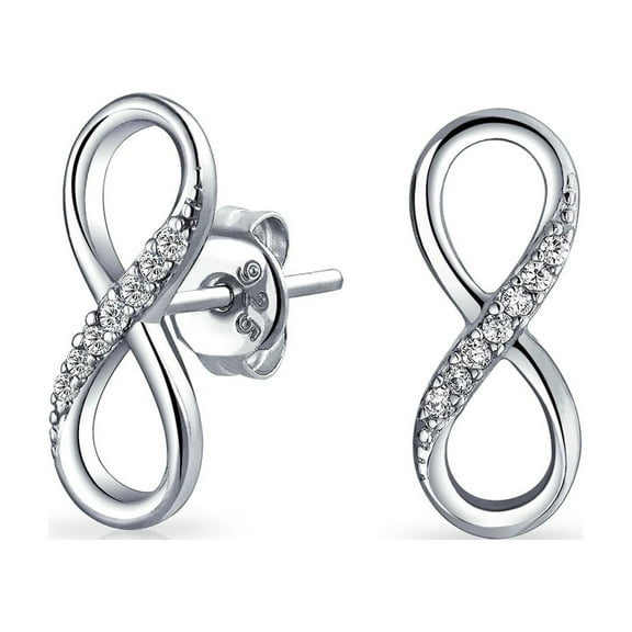 Bling Jewelry Womens Romantic Love Knot Symbol Infinity Stud Earrings .925 Sterling Silver
