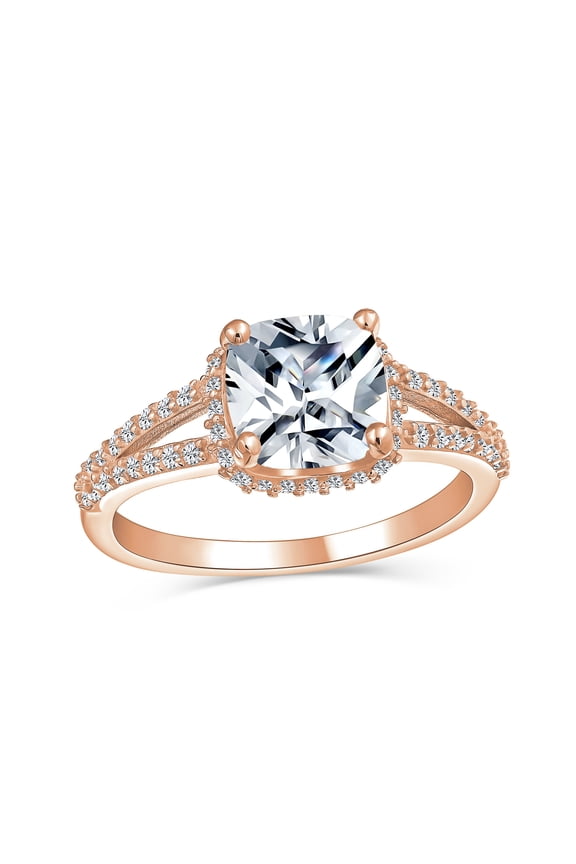 Womens Classic Canary Yellow 3CT CZ Halo Oval Engagement Ring, Rose Gold Plated Silver