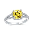 thumbnail image 1 of Bling Jewelry Womens Classic Canary Yellow 3CT CZ Halo Oval Engagement Ring, Rose Gold Plated Silver, 1 of 6
