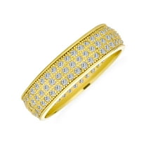 Bling Jewelry Womens Classic Cocktail Statement Ring 3 Row CZ Pave Bridal Eternity Band Gold Plated