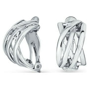 BLING JEWELRY Womens Classic Crystal Celtic Knot Clip-On Earrings for Non-Pierced Ears Silver Tone