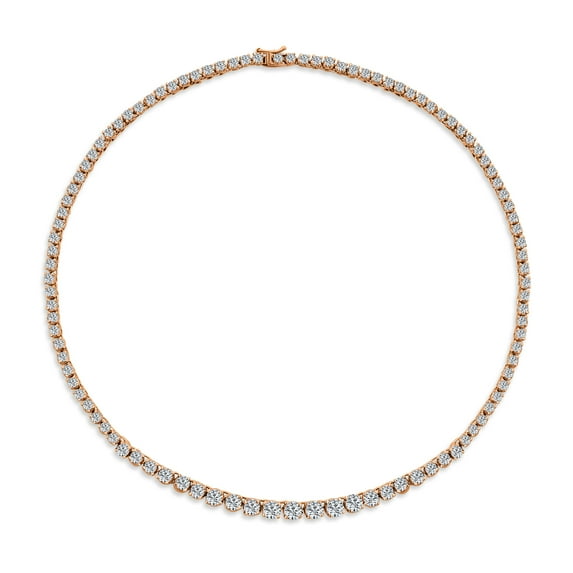 Bling Jewelry Womens Bridal Graduated CZ Round Statement Tennis Necklace Collar Rose Gold Plated