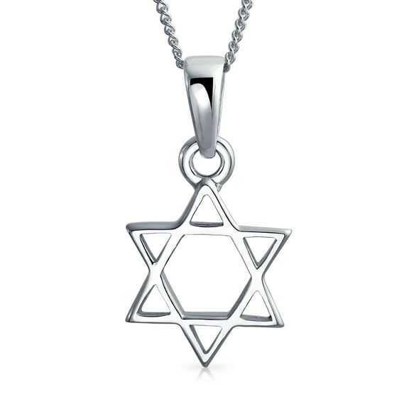 Bling Jewelry Womens Classic Judaica Star of David Pendant Necklace in Sterling Silver for Teens