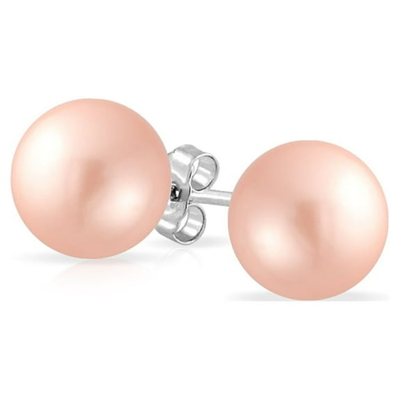 Bling Jewelry Womens Classic Light Pink Drop Ball Earrings with Simulated Pearl in Sterling Silver