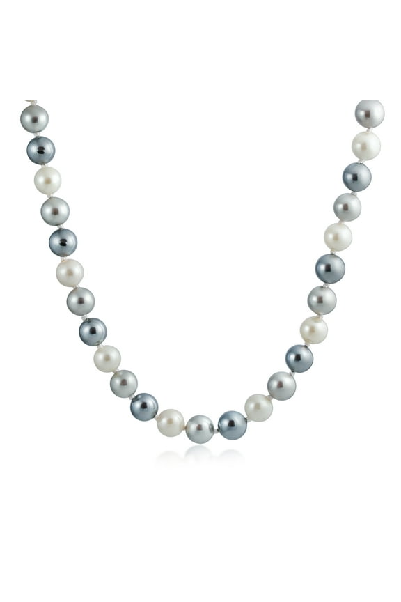 Womens Classic Hand Knotted Simulated Pearl Strand Necklace 10MM