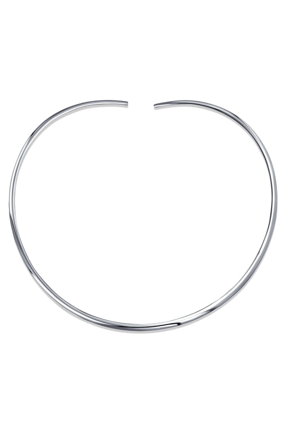 Womens Classic Choker Necklace Sterling Silver Flat Slider 2 3 8MM