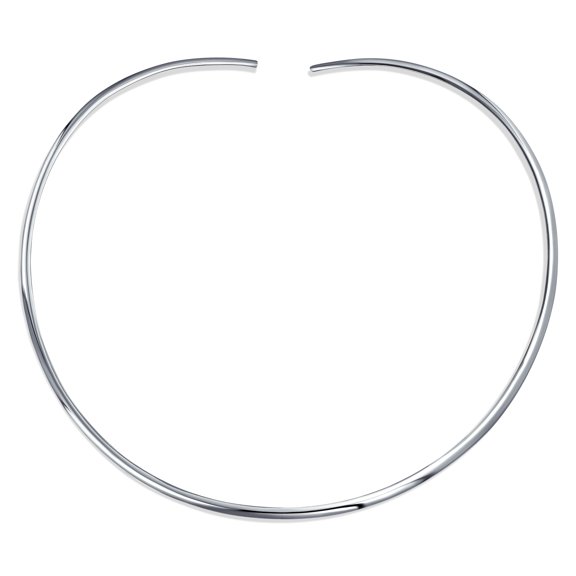 Bling Jewelry Womens Contoured Collar Slider Curved Choker Necklace .925 Sterling Silver 2MM