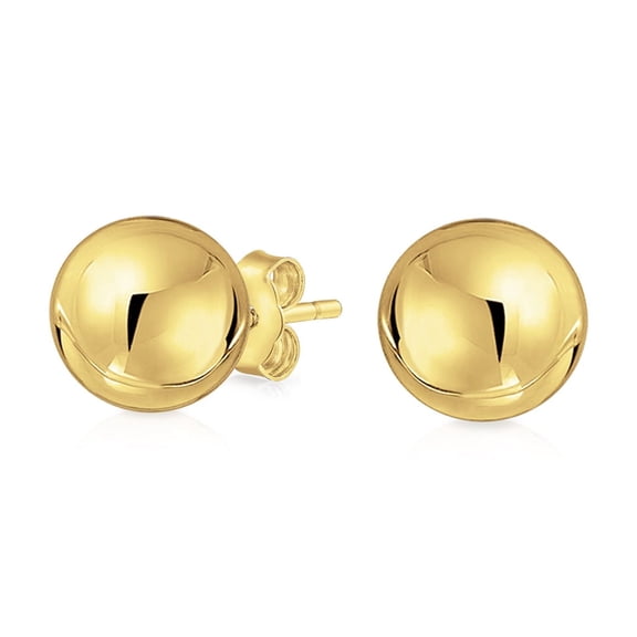 Bling Jewelry Womens Classic Smooth 14K Gold Drop Ball Earrings Various Sizes Push Back