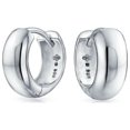 thumbnail image 1 of Bling Jewelry Womens Classic Smooth Dome Hinge Kpop Sterling Silver Hoop Huggie Earrings for Men, 1 of 4