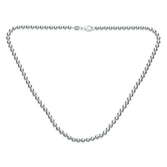 Bling Jewelry Womens Dainty Sterling Silver Petite 4MM Round Bead Station Ball Necklace Shinny