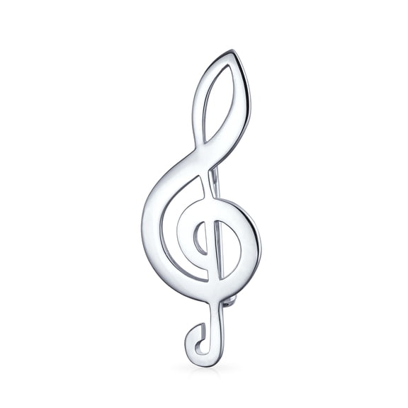 Bling Jewelry Womens Classic Large Music Note Treble G Clef Brooch Pin .925 Sterling Silver