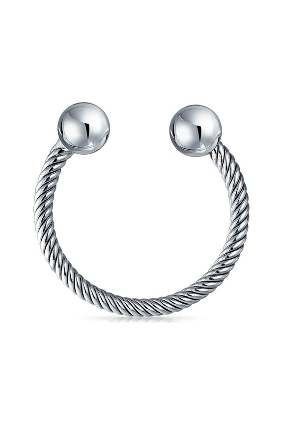 Womens Classic Twisted Cable Key Chain with Ball Screw Tip and Horseshoe Key Ring