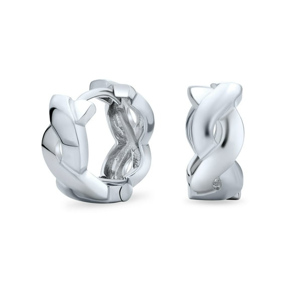 Bling Jewelry Womens Classic Love Knot Symbol Twist Rope Braid Wide Infinity Huggie Hoop Earrings Sterling Silver