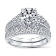 thumbnail image 1 of Bling Jewelry Womens 3CT Solitaire Side Stones CZ Cubic Zirconia Engagement Ring Band Set Gold Plated Sterling Silver, 1 of 7