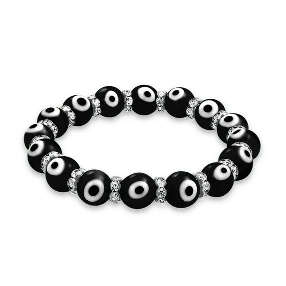 Bling Jewelry Womens Turkish Glass Bead Evil Eye Stretch Bracelet Crystal Spacers