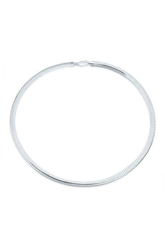 Womens Contoured 6MM Snake Flexible Omega Chain Choker Collar Necklace Sterling Silver