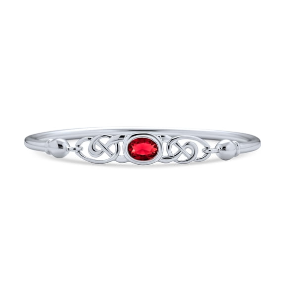 Bling Jewelry Womens Romantic Infinity Love Knot Celtic Bangle Bracelet Red CZ .925 Sterling Silver