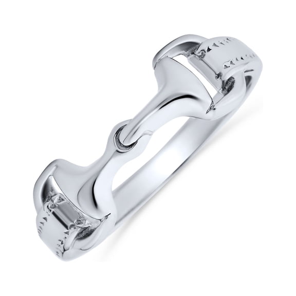 Bling Jewelry Womens Western Equestrian Horse Lover Snaffle Bit Band Ring .925 Sterling Silver