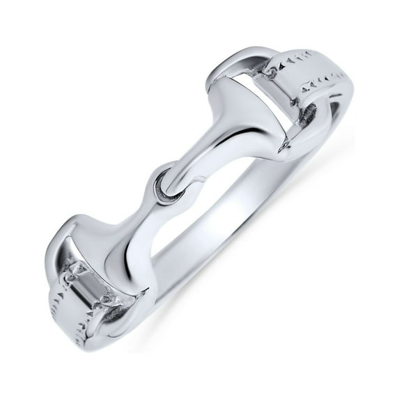 Bling Jewelry Womens Western Equestrian Horse Lover Snaffle Bit Band Ring .925 Sterling Silver