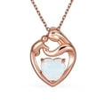 thumbnail image 1 of Bling Jewelry Womens Created White Opal Heart Pendant Necklace for New Mother Rose Gold Plated Silver, 1 of 4