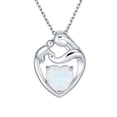 thumbnail image 1 of Bling Jewelry Womens Created White Opal Heart Pendant Necklace for New Mother Rose Gold Plated Silver, 1 of 4