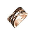 thumbnail image 1 of Bling Jewelry Womens Crossover Statement Ring Two Tone Brown Black Pave CZ Rose Silver Plated Band, 1 of 5