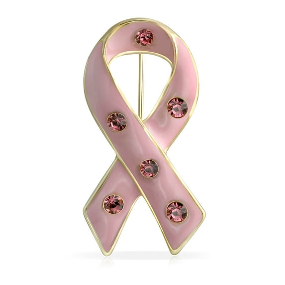 Bling Jewelry Womens Crystal Accent Pink Ribbon Breast Cancer Survivor Brooch Pin