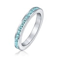 thumbnail image 1 of Bling Jewelry Womens Cubic Zirconia Thin Stackable CZ Channel Set Eternity Band Ring Sterling Silver, 1 of 6