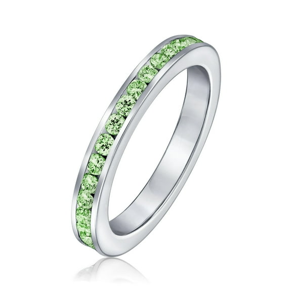 Bling Jewelry Womens Cubic Zirconia Thin Stackable CZ Channel Set Eternity Band Ring Sterling Silver