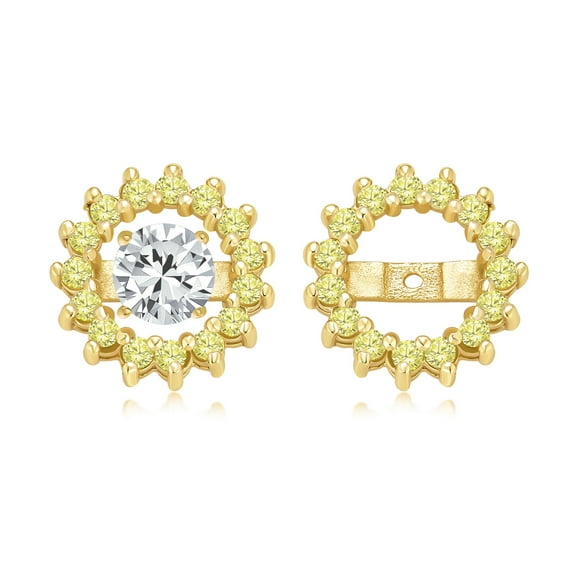 Bling Jewelry Womens Cubic Zirconia Earring Jacket 14K Gold Plated Sterling Silver Multiple Colors
