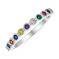 thumbnail image 1 of Bling Jewelry Womens Cubic Zirconia Rainbow Cocktail Statement Ring: Multi-Color CZ Eternity Band, 1 of 4