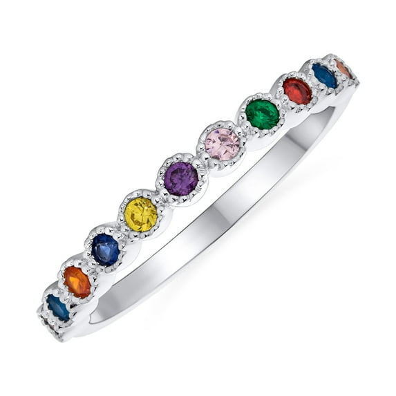 Bling Jewelry Womens Cubic Zirconia Rainbow Cocktail Statement Ring: Multi-Color CZ Eternity Band