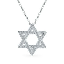 Bling Jewelry Womens CZ Star of David Pendant Necklace Sterling Silver Judaica