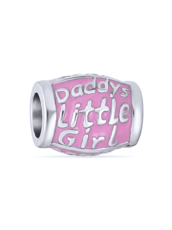Womens Daddys Little Word Love Charm Bead for Bracelet .925 Sterling Silver