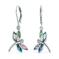 thumbnail image 1 of Bling Jewelry Womens Dainty Butterfly Dragonfly Firefly Gemstone Inlaid Dangle Earrings Silver, 1 of 5