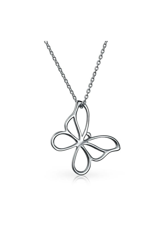 Womens Dainty Butterfly Pendant Necklace Sterling Silver with Chain