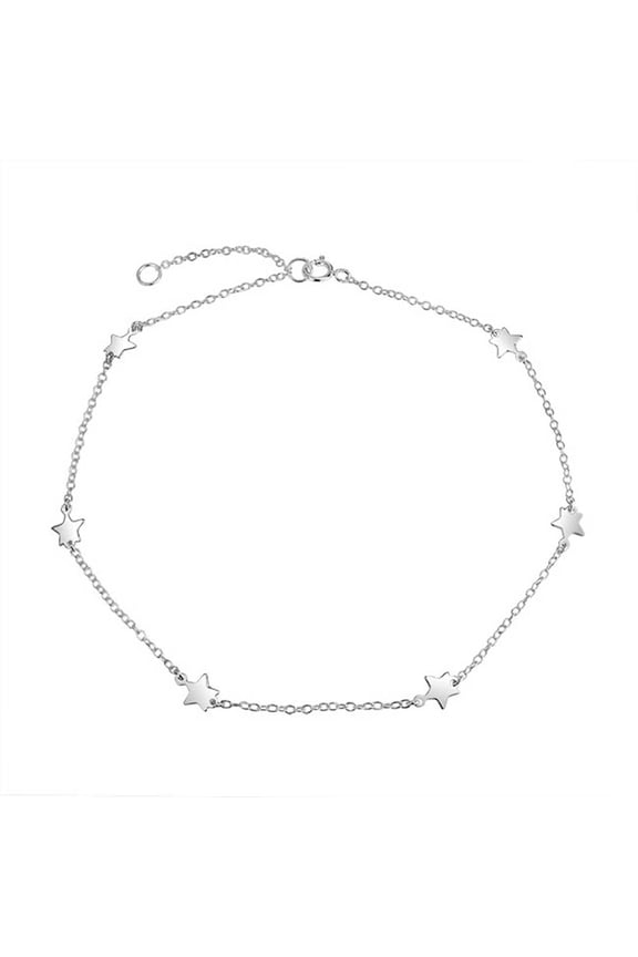 Womens Dainty Celestial Star Anklet Ankle Bracelet Sterling Silver 9-10 Inch