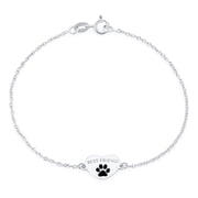 Bling Jewelry Womens Dog Paw Print Bracelet .925 Sterling Silver BFF Animal Pet Lover Best Friend Heart 7.5 Inch