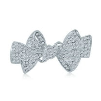 Bling Jewelry Womens Dainty Winter Crystal Bridal Brooche Pin Ribbon Bow Accent