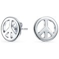 thumbnail image 1 of Bling Jewelry Womens Dainty World Peace Sign Stud Earrings in Gold Plated Sterling Silver, 1 of 6