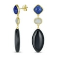 thumbnail image 1 of Bling Jewelry Womens Dangle Gemstone Earrings Blue Lapis Onyx in 14K Gold Plated, 1 of 4