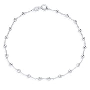 Bling Jewelry Womens Petite 3MM Round Ball Bead Station Chain Anklet Strand Ankle Bracelet .925 Sterling Silver 10 Inch
