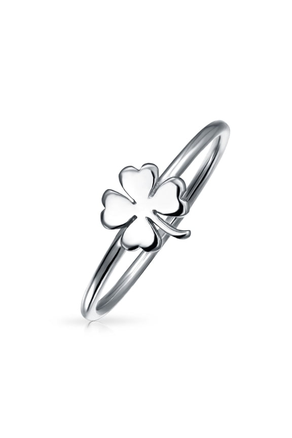 Womens Delicate Tiny Celtic Shamrock Clover Ring for Good Luck .925 Sterling Silver
