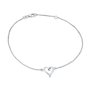Bling Jewelry Womens Delicate Heart Anklet Charm Ankle Bracelet .925 Sterling Silver Adjustable