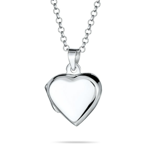Bling Jewelry Womens Delicate Heart Shaped Locket Necklace for Teens - Holds Photos Silver Pendant