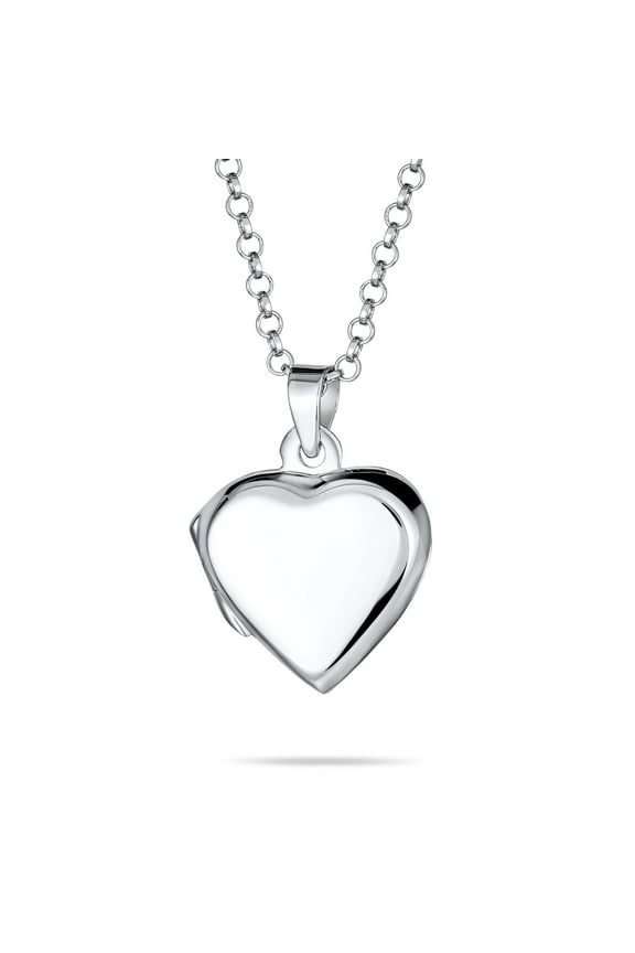 Womens Delicate Heart Shaped Locket Necklace for Teens - Holds Photos Silver Pendant