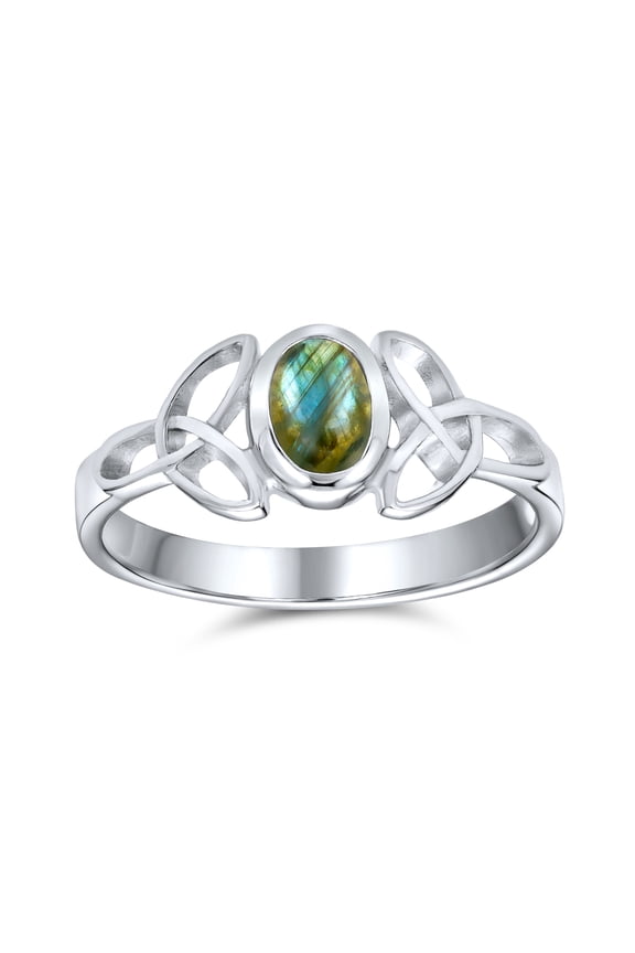 Womens Oval Gemstone Celtic Trinity Knot Ring for BFF Sorority Sister Sterling Silver